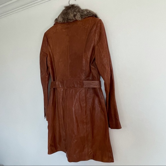 NWT June Cognac Leather Trench Coat - Picture 4 of 13